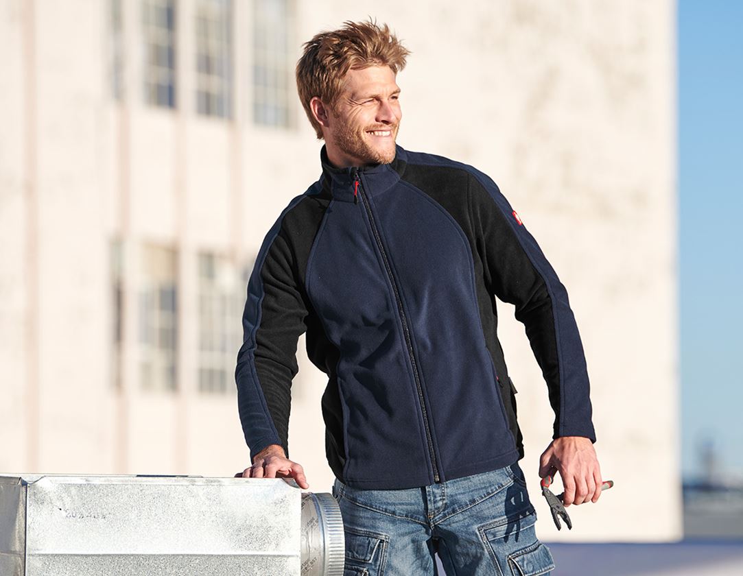 Work Jackets: Microfleece jacket dryplexx® micro + navy/black