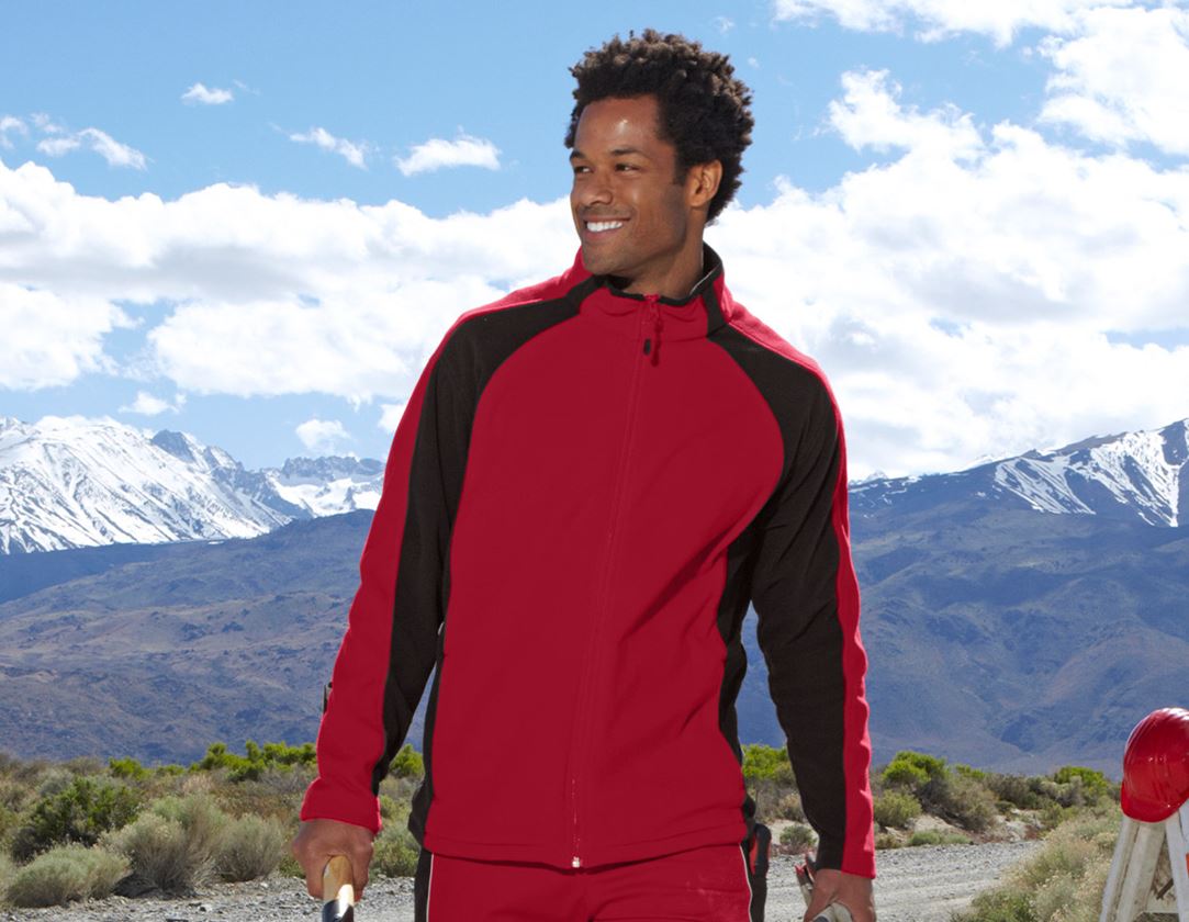 Work Jackets: Microfleece jacket dryplexx® micro + red/black