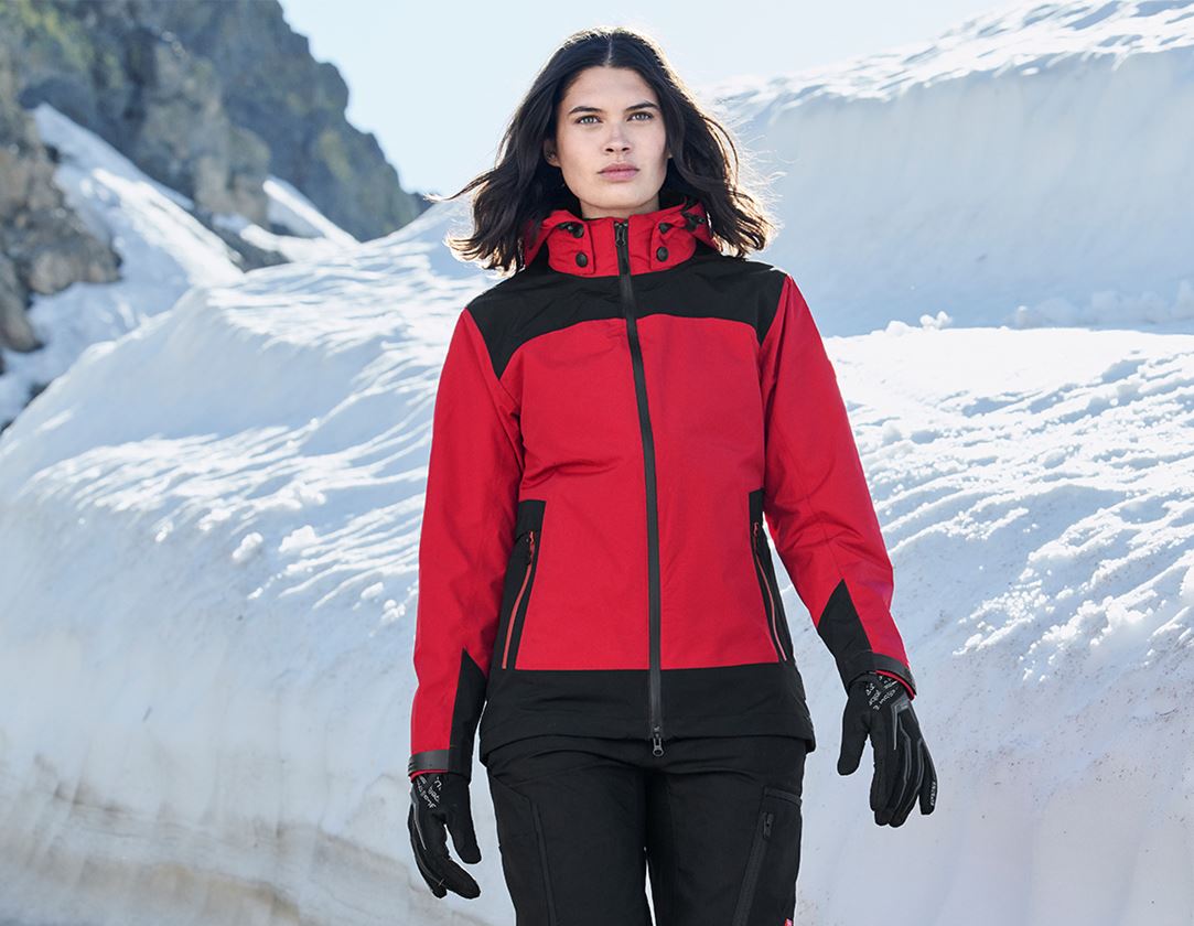 Vestes de travail: e.s. Veste de fonction 3 en 1 pour femmes + rouge/noir
