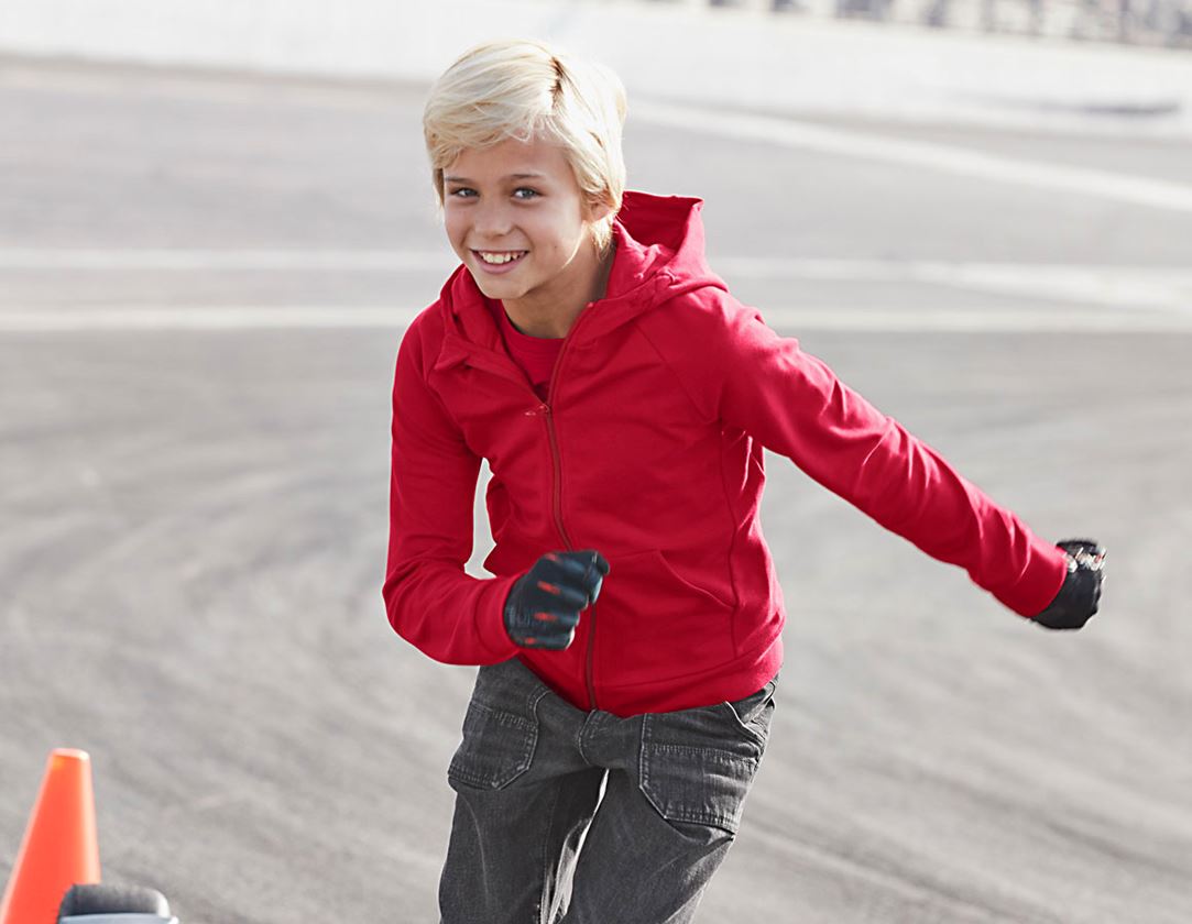 Hauts: e.s. Veste à capuche en coton stretch, enfants + rouge vif 2