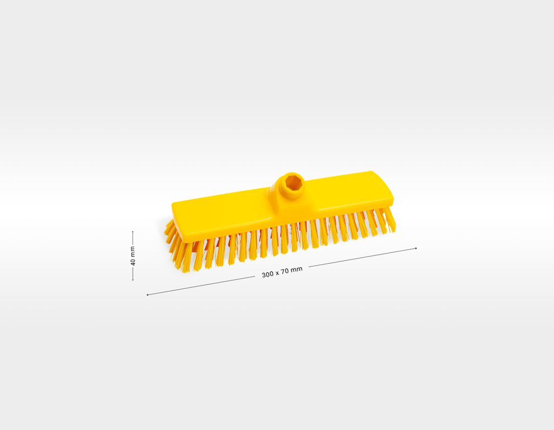 Brooms | Brushes | Scrubbers: Broad surface scrubber, High + yellow