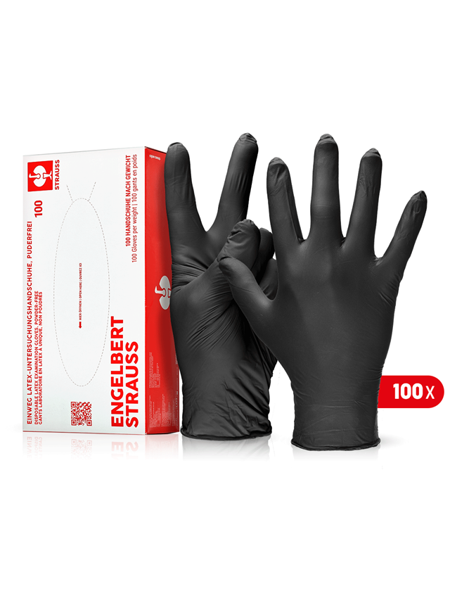 Coated: Disposable latex examination gloves, powder-free + black