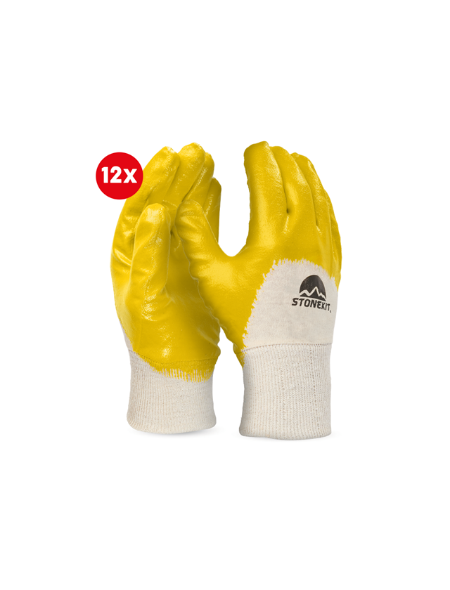 Coated: Nitrile gloves Basic,  partially coated,pack of 12