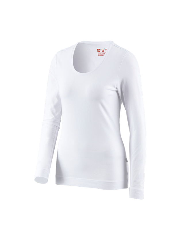 Shirts & Co.: e.s. Longsleeve cotton stretch, Damen + weiß 3