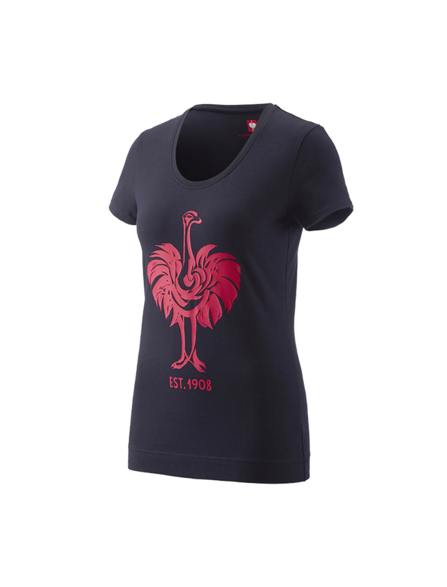 Shirts & Co.: e.s. T-Shirt 1908, Damen + dunkelblau/beere 1