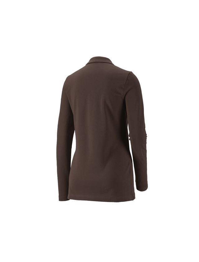 Thèmes: e.s. Pique-Polo longsleeve cotton stretch,femmes + marron 4