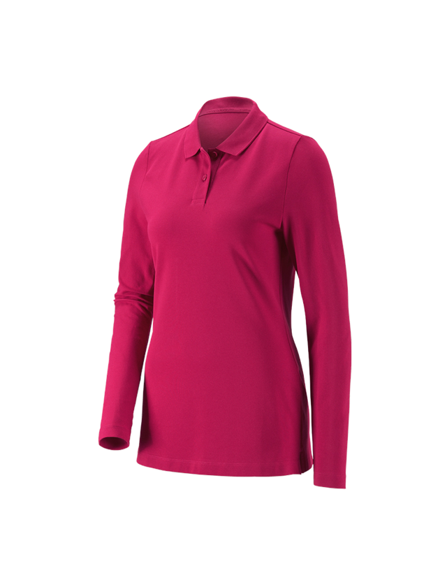 Thèmes: e.s. Pique-Polo longsleeve cotton stretch,femmes + magenta 2