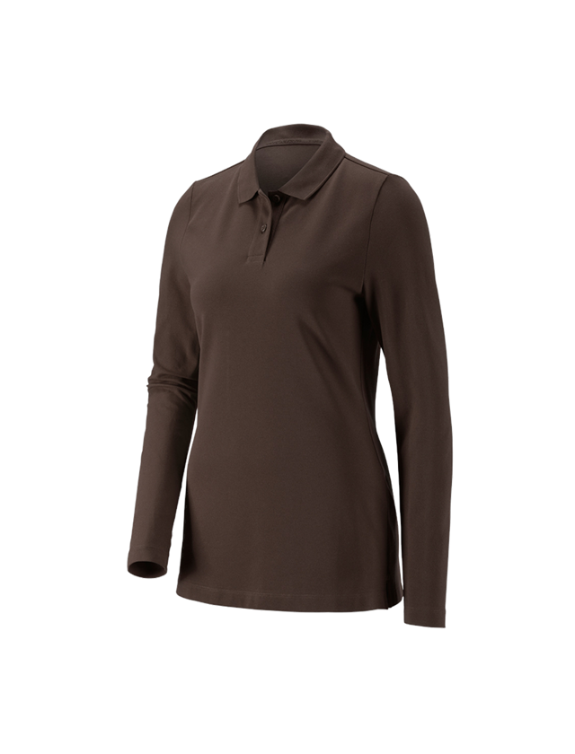 Thèmes: e.s. Pique-Polo longsleeve cotton stretch,femmes + marron 3