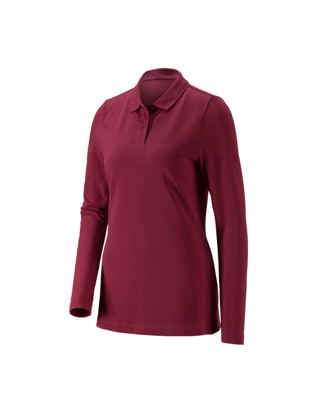Thèmes: e.s. Pique-Polo longsleeve cotton stretch,femmes + bordeaux