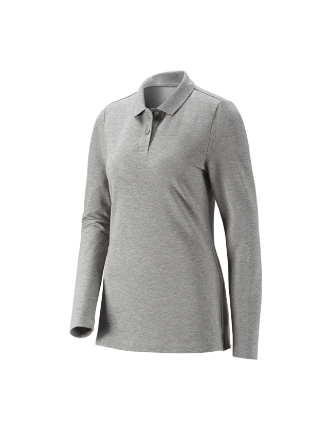 Thèmes: e.s. Pique-Polo longsleeve cotton stretch,femmes + gris mélange