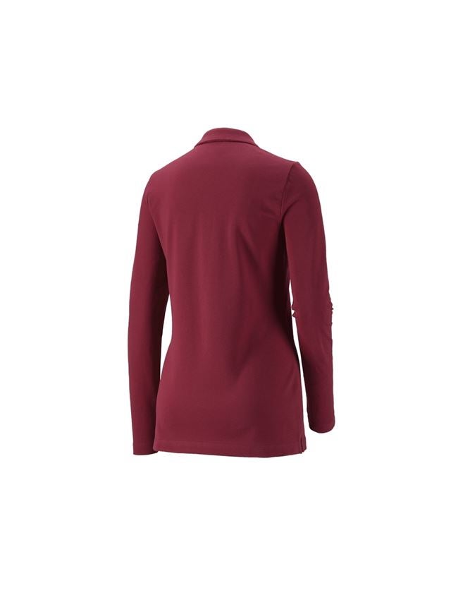 Thèmes: e.s. Pique-Polo longsleeve cotton stretch,femmes + bordeaux 1