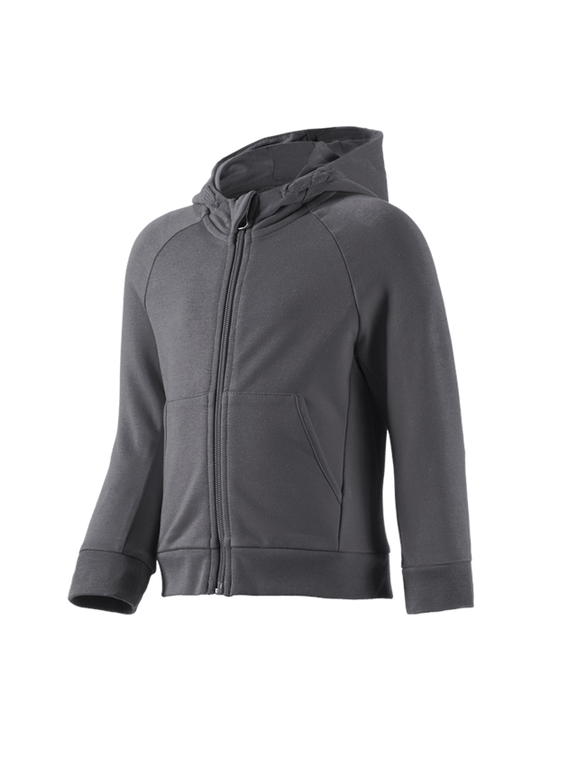 Hauts: e.s. Veste à capuche en coton stretch, enfants + anthracite