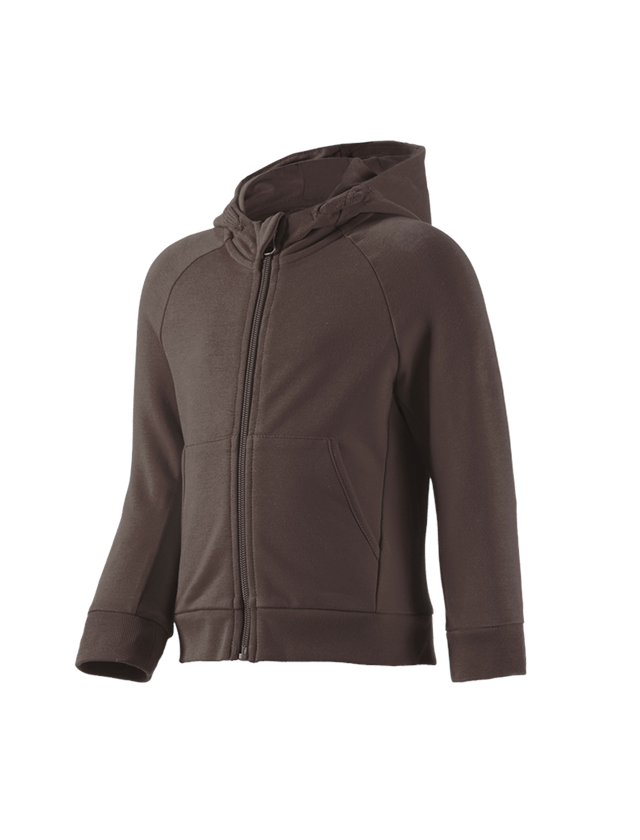 Hauts: e.s. Veste à capuche en coton stretch, enfants + marron 2
