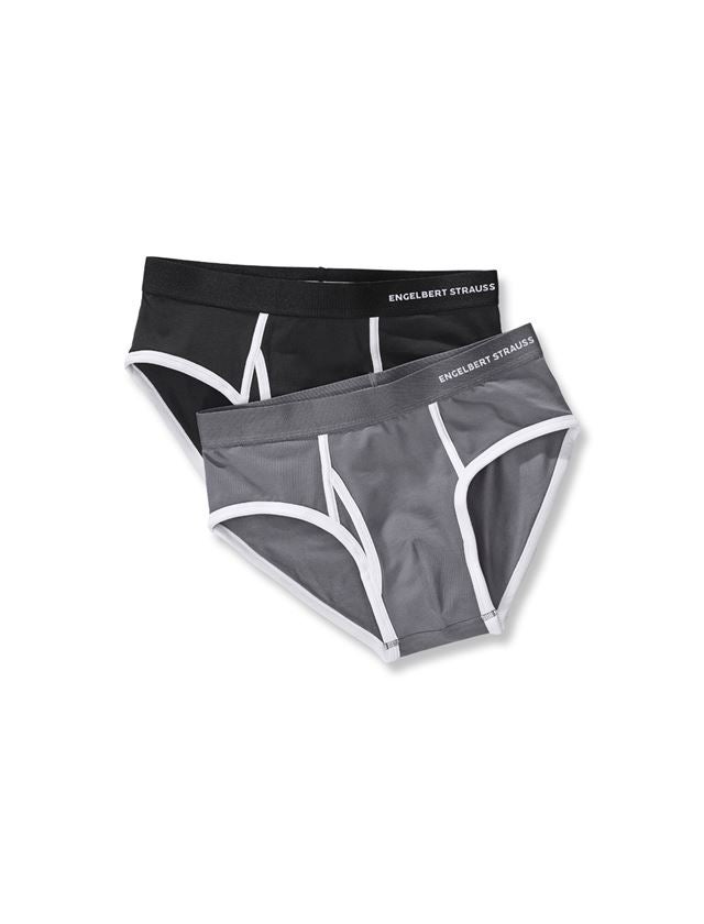 Underwear | Functional Underwear: e.s. Cotton stretch briefs colour, pack of 2 + black+cement