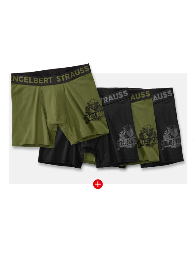 Underwear | Functional Underwear: SET: 4x Long-leg pants e.s.iconic + mountaingreen+black