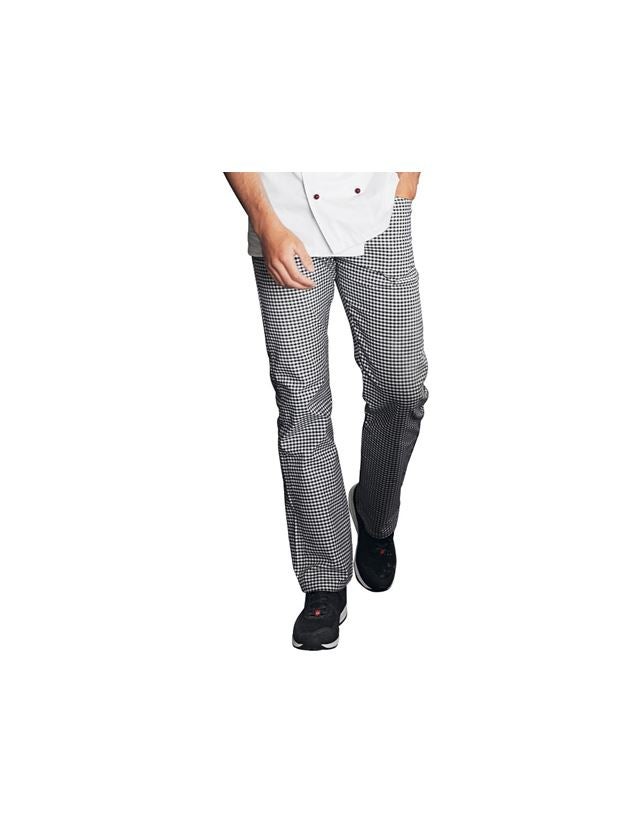 Work Trousers: Stretch Unisex Chefs Trousers + black/white