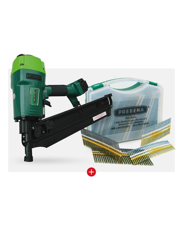 Accessoires d'outillages à air comprimé: Cloueur pneum. 7XR-RK90+clous à tête ronde type RK