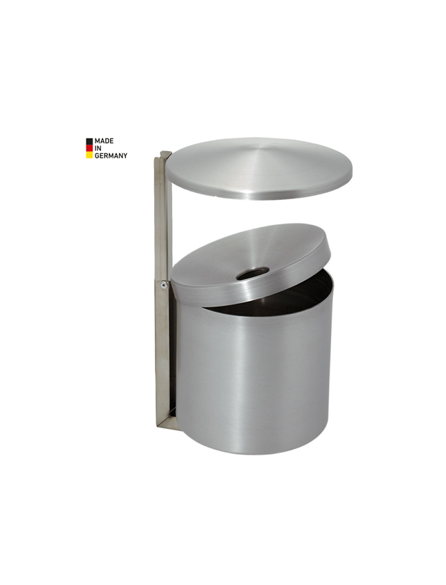 Waste bags | Waste disposal: Wall ashtray with cover + matt aluminium finish