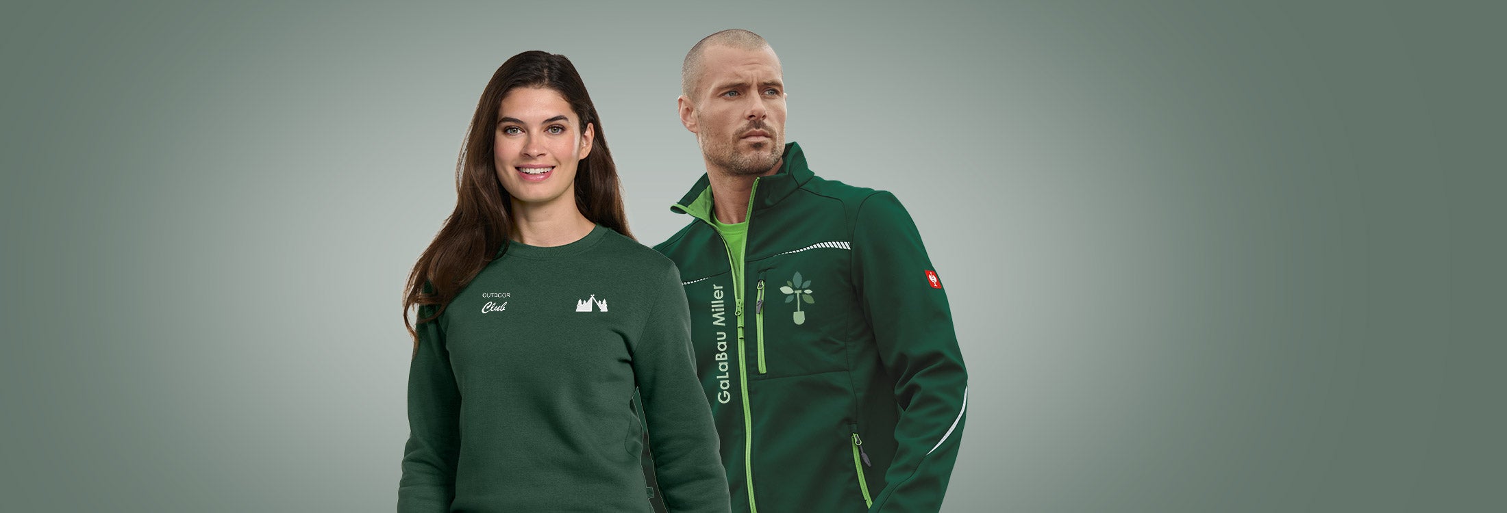 Strauss MyDesign - Mann und Frau tragen bedruck- und bestickbare Kleidung