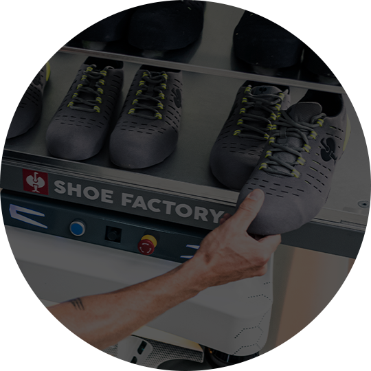 Man in footwear test lab