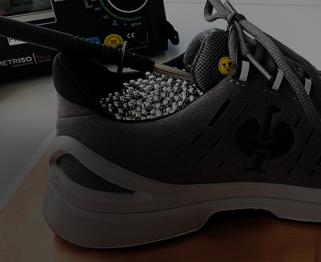 Electrostatic discharge testing on shoe