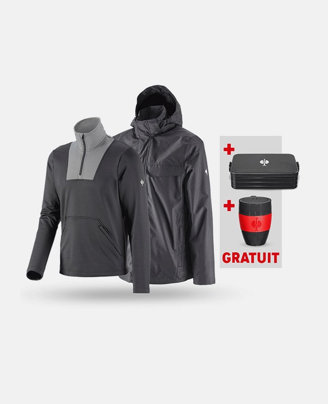 KIT : Veste pluie+pull cam. fonc. e.s.concrete