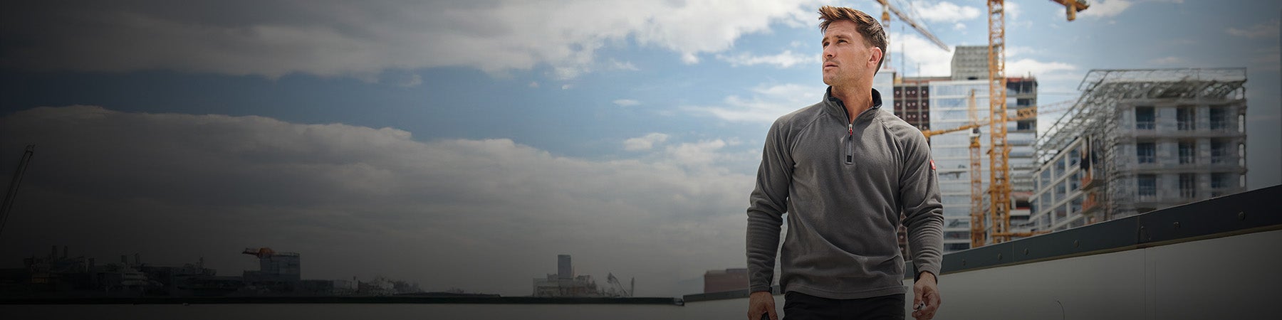 Man wearing fleece troyer