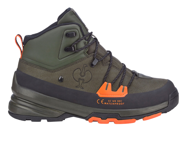 Hovedvisning, O2, O2 arbejdssko e.s. Ruma mid, camouflagegrøn/radiantorange