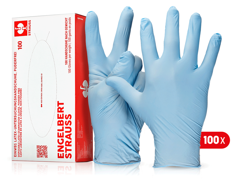 Main view, Latex, Disposable latex examination gloves, powder-free, blue