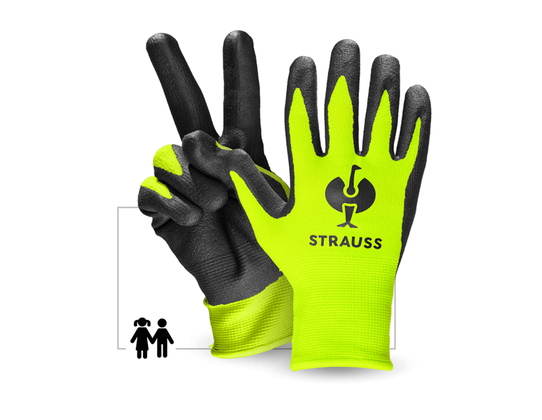 Main view, Clothing, e.s. Children's nitrile foam gloves, high-vis yellow
