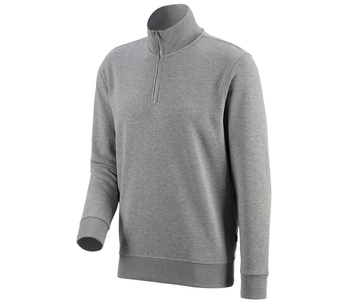 Main view, Clothing, e.s. ZIP-sweatshirt poly cotton, grey melange