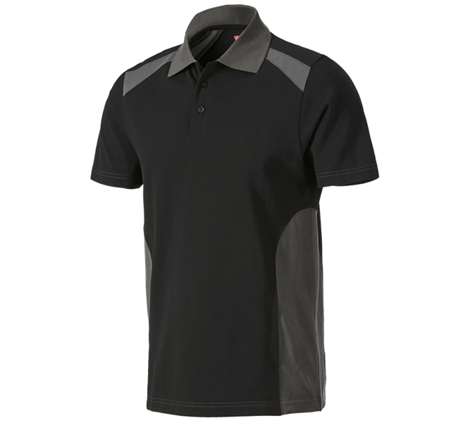 Main view, Clothing, Polo shirt cotton e.s.active, black/anthracite