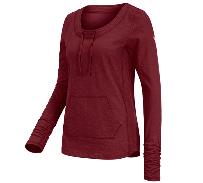 Hovedvisning, Overblik over e.s.kolletioner, e.s. Longsleeve cotton slub, damer, rubin