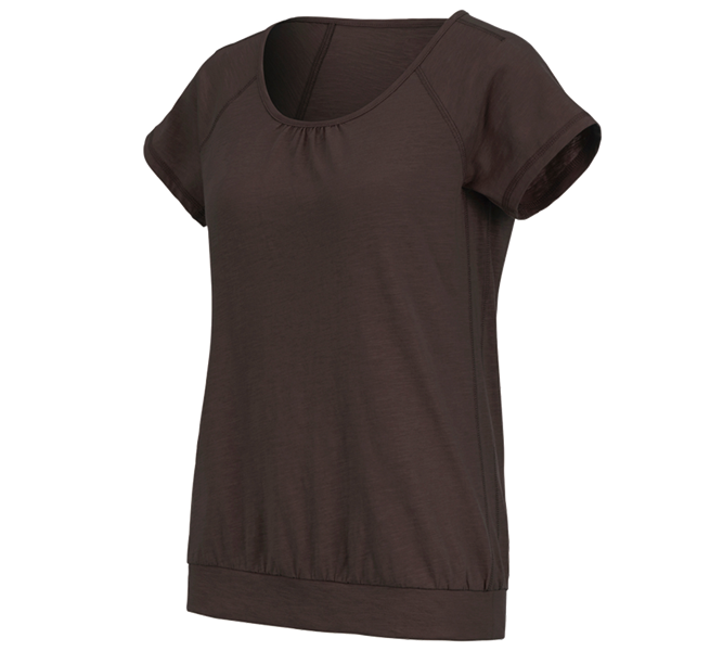 Hovedvisning, T-Shirts, Pullover & Skjorter, e.s. T-Shirt cotton slub, damer, kastanje