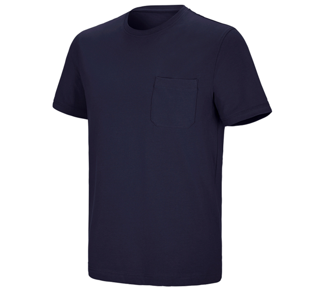 Hovedvisning, Basics, e.s. T-shirt cotton stretch Pocket, mørkeblå