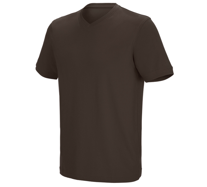 Hovedvisning, Tømrer / Snedker, e.s. T-shirt cotton stretch V-Neck, kastanje