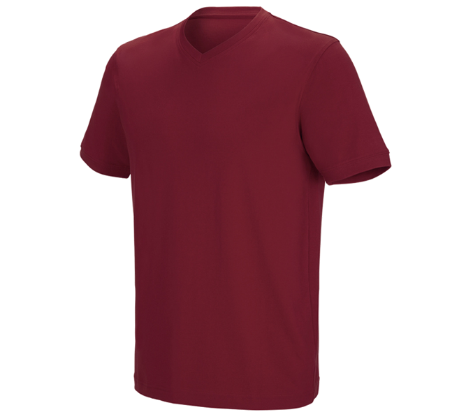 Hovedvisning, Beklædning, e.s. T-shirt cotton stretch V-Neck, bordeaux