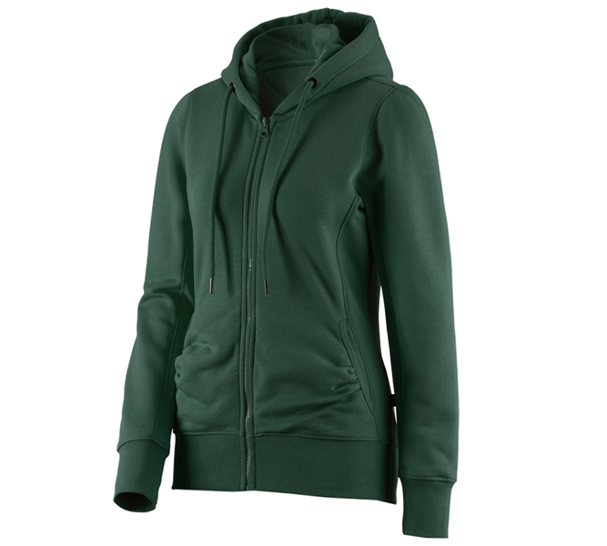 Main view, Women, e.s. Hoody sweatjacket poly cotton, ladies', green