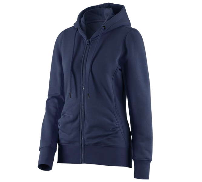 Main view, Topics, e.s. Hoody sweatjacket poly cotton, ladies', navy