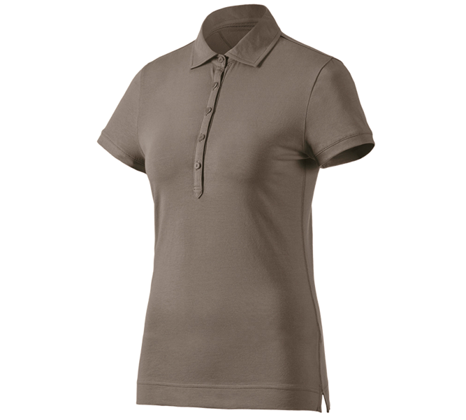 Main view, Women, e.s. Polo shirt cotton stretch, ladies', stone