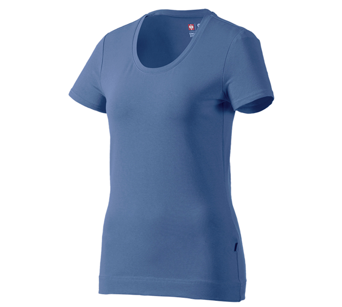 Main view, Women, e.s. T-shirt cotton stretch, ladies', cobalt