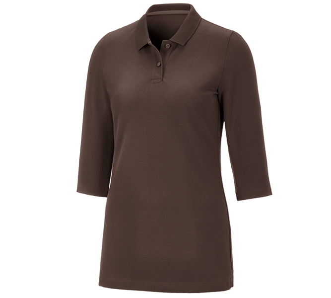 Main view, Gardening / Forestry / Farming, e.s. Pique-Polo 3/4-sleeve cotton stretch, ladies', chestnut