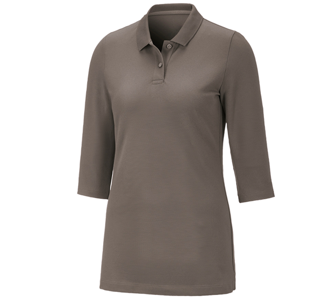 Main view, Clothing, e.s. Pique-Polo 3/4-sleeve cotton stretch, ladies', stone