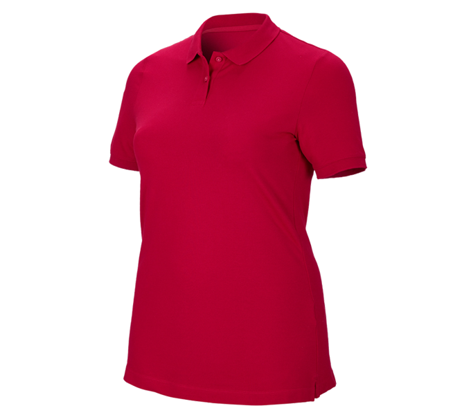Main view, Hospitylity | Catering, e.s. Pique-Polo cotton stretch, ladies', plus fit, fiery red
