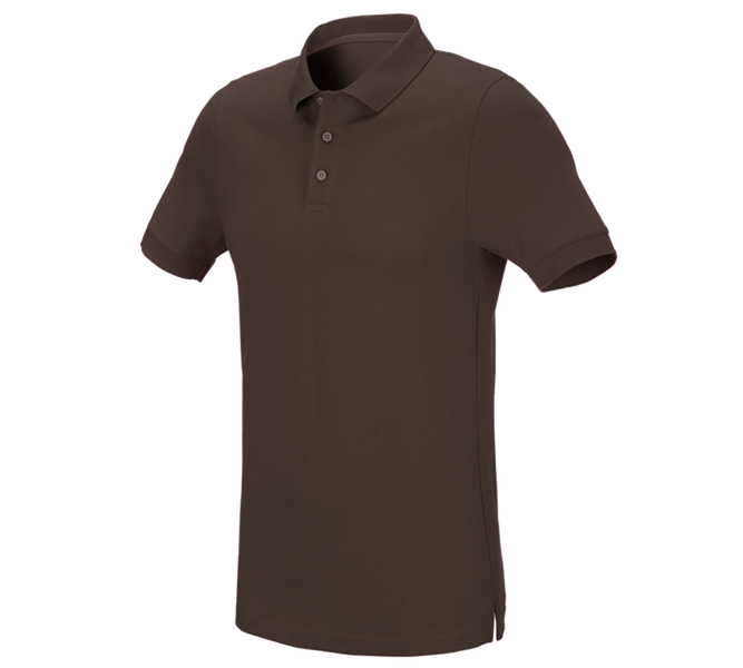 Main view, Joiners / Carpenters, e.s. Pique-Polo cotton stretch, slim fit, chestnut