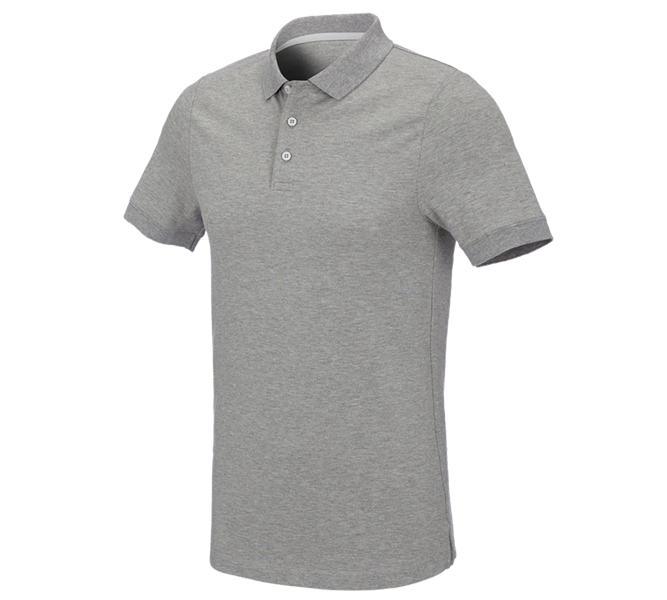 Main view, Clothing, e.s. Pique-Polo cotton stretch, slim fit, grey melange