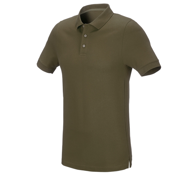 Main view, Clothing, e.s. Pique-Polo cotton stretch, slim fit, mudgreen