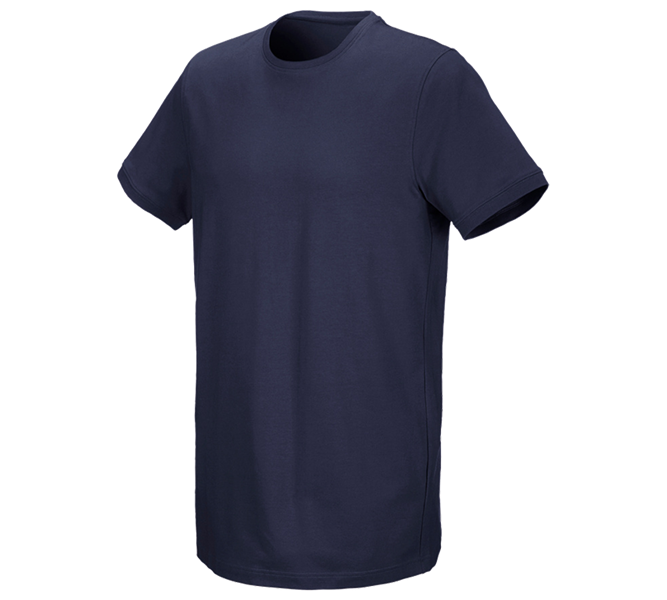 Main view, Topics, e.s. T-shirt cotton stretch, long fit, navy