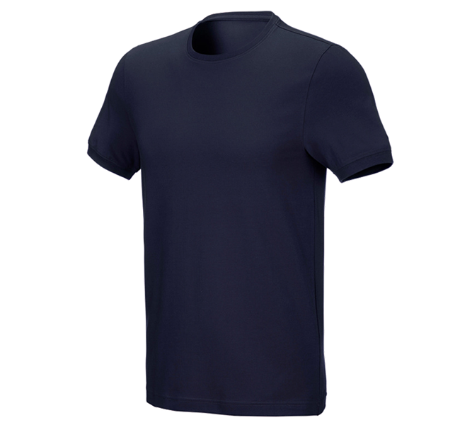 Main view, Clothing, e.s. T-shirt cotton stretch, slim fit, navy