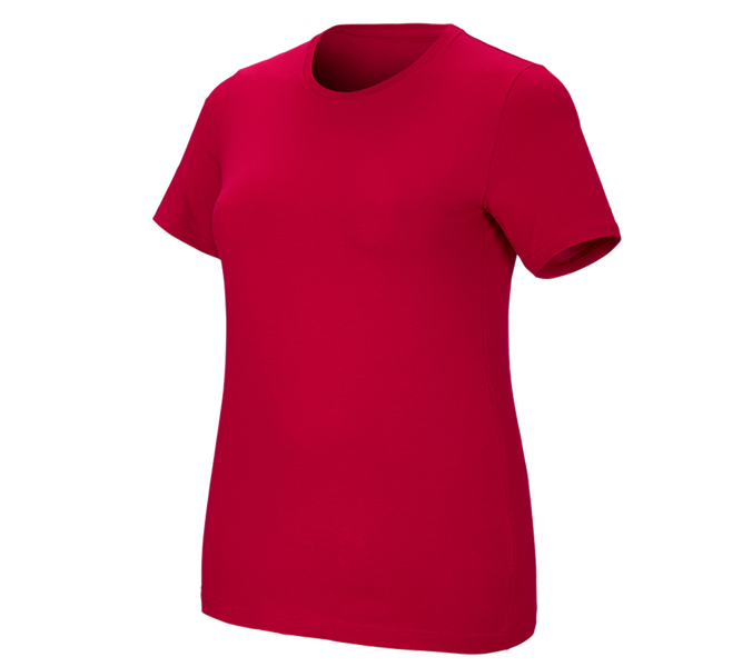 Main view, Hospitylity | Catering, e.s. T-shirt cotton stretch, ladies', plus fit, fiery red